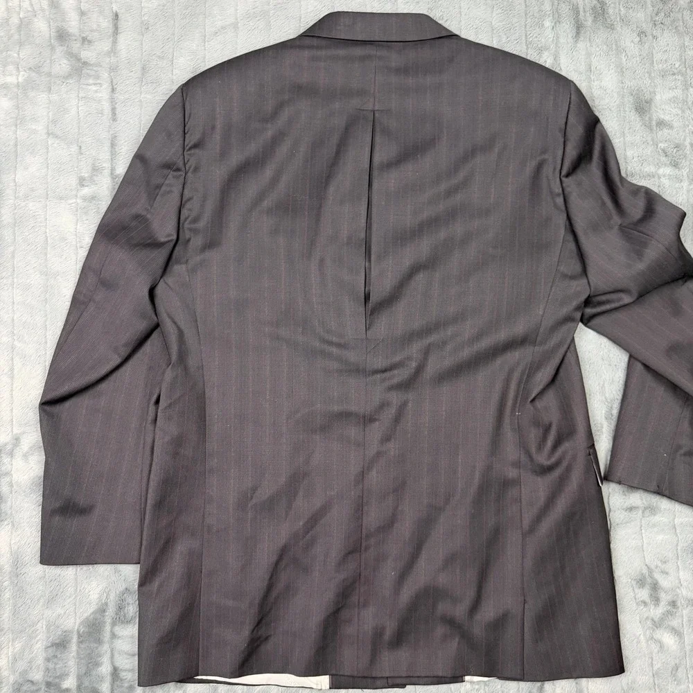 Steve Harvey Collection Mens 48L Suit Super 120s Wool Pinstripe 4 Button 42x30
